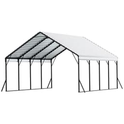 image-VEVOR Heavy Duty Metal Carport, 20 x 20 ft Outdoor Carport with Sturdy Frame & Roof, Car Garage Shade with Removable Sidewalls, Multi-Use Car Shelter for Pickup, Boat, Trucks & Tractors