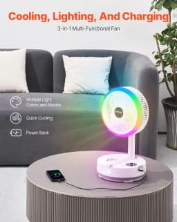 image-VEVOR 10 inch Portable Foldable Rechargeable Oscillating Fan, 3-in-1 Battery Operated with Remote Control, Quiet Desk/Table Pedestal Fan, 9 Speeds,90-degree Auto Left/Right Rotation,for Home,Office
