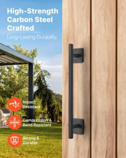 image-VEVOR Barn Door Handle, 12.6 in Rustic Fence Gate Handle, Rust-Resistant Coating, Heavy Duty Carbon Steel Outdoor Gate Handles, Easy to Install, Metal Sliding Door Pulls for Garage Shed Closet Pantry