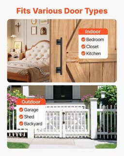 image-VEVOR Barn Door Handle, 12.6 in Rustic Fence Gate Handle, Rust-Resistant Coating, Heavy Duty Carbon Steel Outdoor Gate Handles, Easy to Install, Metal Sliding Door Pulls for Garage Shed Closet Pantry