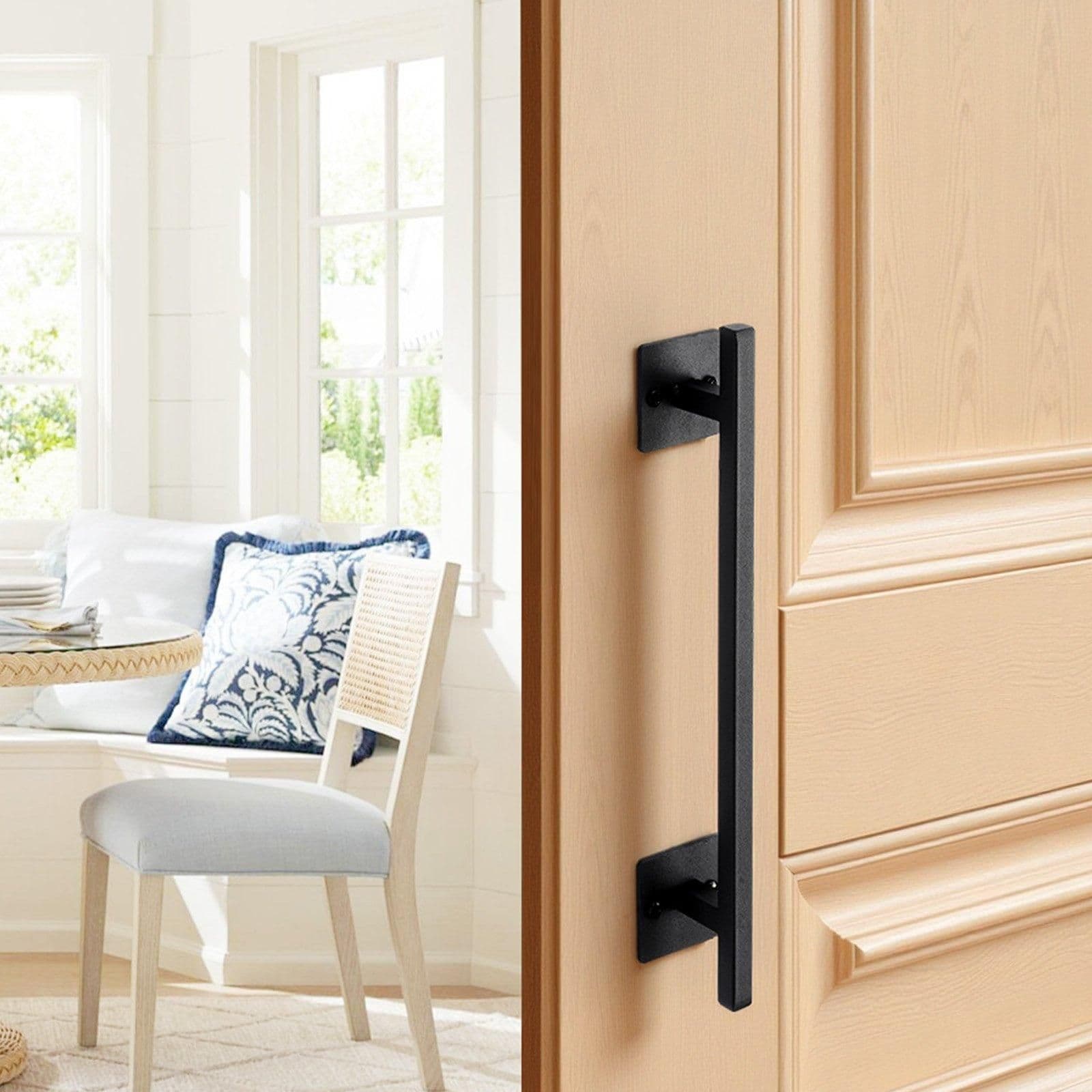image-VEVOR Barn Door Handle, 12.6 in Rustic Fence Gate Handle, Rust-Resistant Coating, Heavy Duty Carbon Steel Outdoor Gate Handles, Easy to Install, Metal Sliding Door Pulls for Garage Shed Closet Pantry
