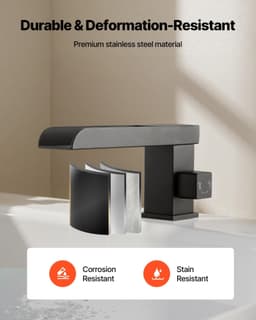 image-VEVOR Roman Tub Faucet, 3 Hole Waterfall Bathtub Faucet, Widespread Roman Tub Faucets with Shower Head & 1 Handle, Romans Bathtub Faucets for Pet Washing, Adult Bathing, Matte Black, Dual Water Flow