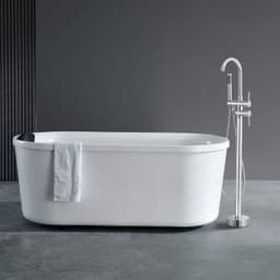 image-VEVOR Freestanding Bathtub Faucet, Floor Mount, Freestanding Tub Filler, Shower Mixer Taps, Two Water Modes, 360° Swivel Spout, for Bathing & Showering Pet Bathing Cleaning Drains Toilet Flushing