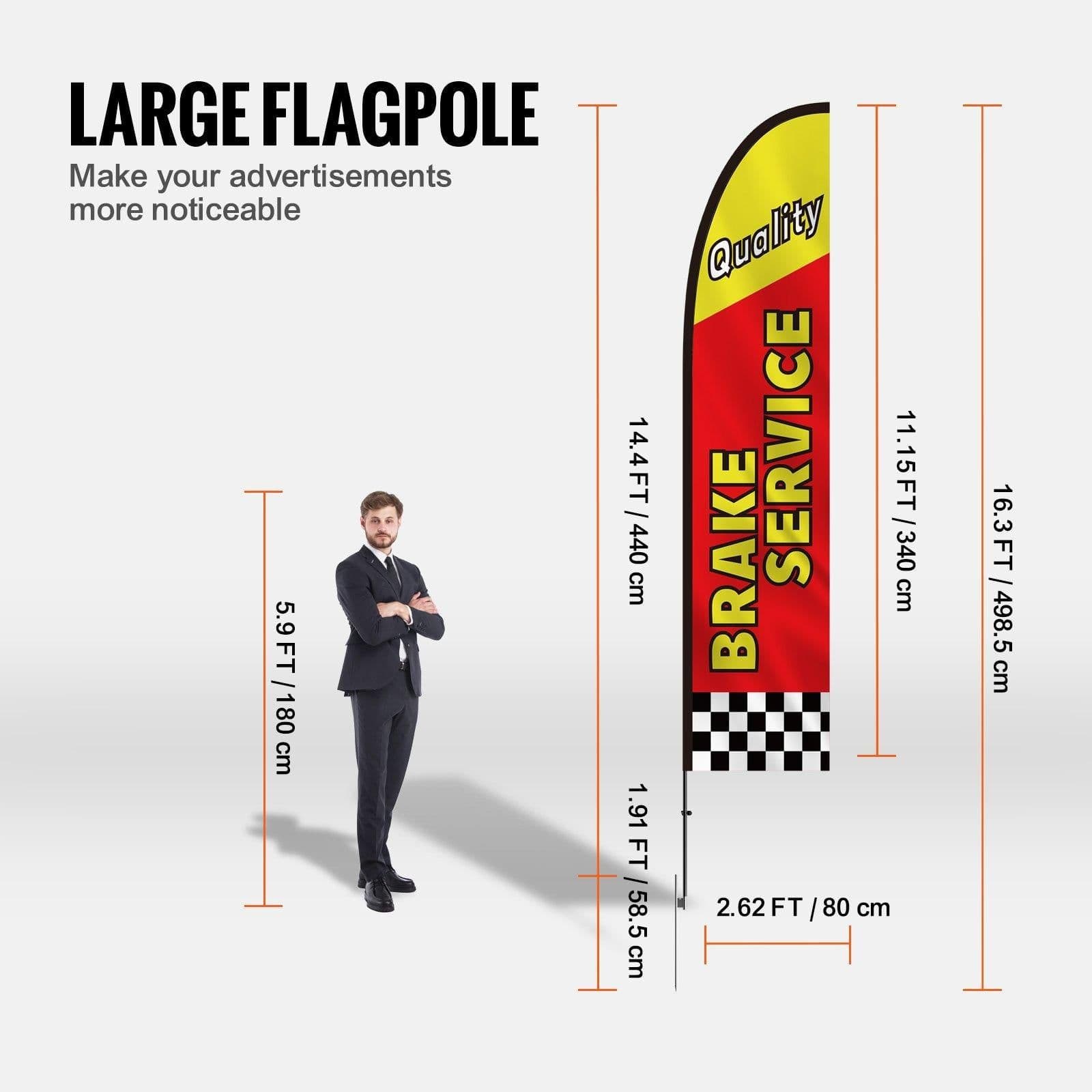 image-VEVOR Auto Repair Advertising Feather Flag with Pole Kit, Advertising Flags for Business Outside, Includes 4 Banner Flags, 4 Poles, 4 Ground Stakes, Swooper Flags for Businesses 16.3 FT