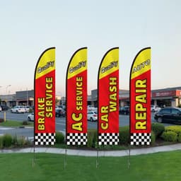 image-VEVOR Auto Repair Advertising Feather Flag with Pole Kit, Advertising Flags for Business Outside, Includes 4 Banner Flags, 4 Poles, 4 Ground Stakes, Swooper Flags for Businesses 16.3 FT