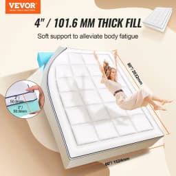 image-VEVOR Mattress Topper, Queen Size, 4 in Thickness, Memory Foam, Fiber Fill, Detachable & Washable, Ergonomically Designed for Pressure Relief, Comfortable Cooling & Breathable, Ideal for Hot Sleepers