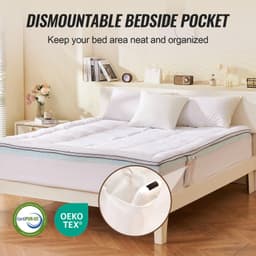 image-VEVOR Mattress Topper, Queen Size, 4 in Thickness, Memory Foam, Fiber Fill, Detachable & Washable, Ergonomically Designed for Pressure Relief, Comfortable Cooling & Breathable, Ideal for Hot Sleepers
