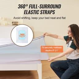 image-VEVOR Mattress Topper, Queen Size, 4 in Thickness, Memory Foam, Fiber Fill, Detachable & Washable, Ergonomically Designed for Pressure Relief, Comfortable Cooling & Breathable, Ideal for Hot Sleepers