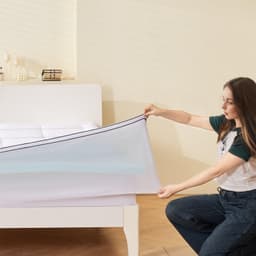 image-VEVOR Mattress Topper, Queen Size, 4 in Thickness, Memory Foam, Fiber Fill, Detachable & Washable, Ergonomically Designed for Pressure Relief, Comfortable Cooling & Breathable, Ideal for Hot Sleepers