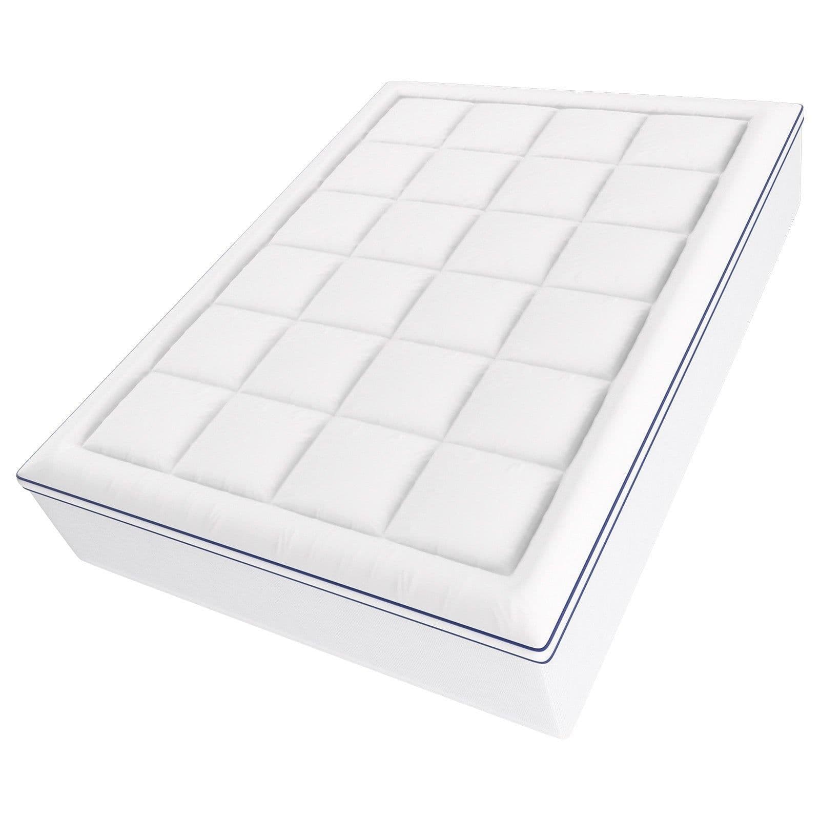 image-VEVOR Mattress Topper, Queen Size, 4 in Thickness, Memory Foam, Fiber Fill, Detachable & Washable, Ergonomically Designed for Pressure Relief, Comfortable Cooling & Breathable, Ideal for Hot Sleepers