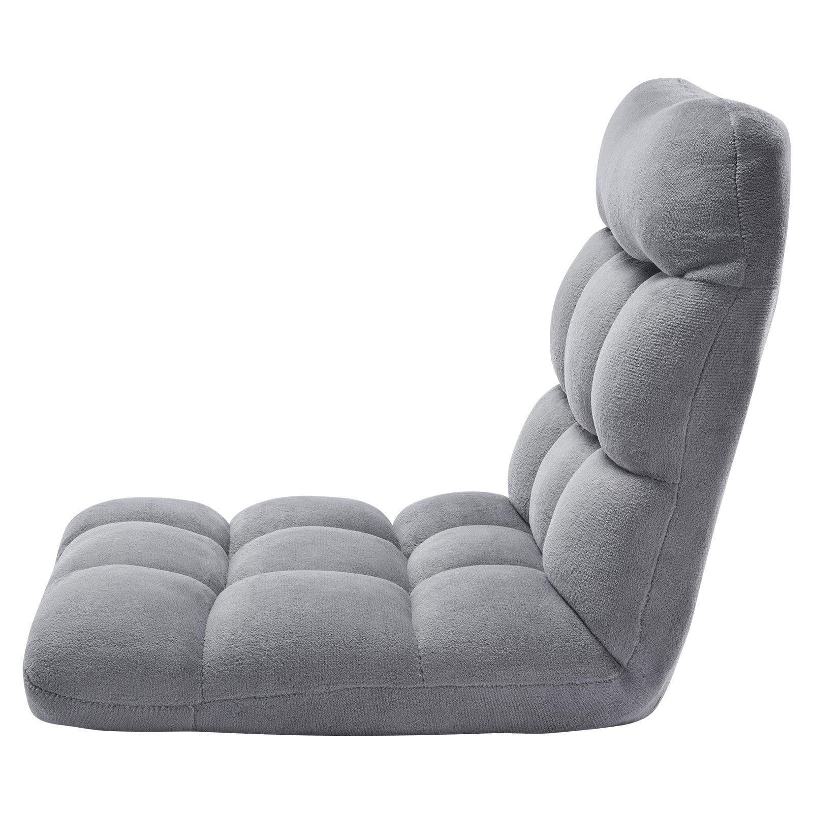 image-VEVOR Floor Chair, Recycled Foam Folding Sofa Chair with 14 Adjustable Positions, Multifunctional Floor Chair with Back Support Ideal for Sleeping Reading, Floor Gaming Chair for Living Room, Gray