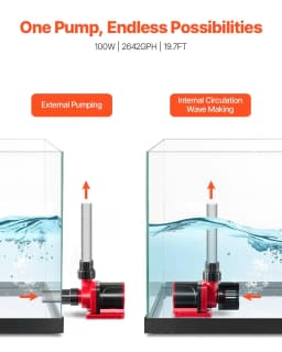 image-VEVOR Aquarium 24V DC Water Pump, 100W, 2642 GPH Marine Wavemaker Return Pump with Controller, Adjustable Flow, Feed Mode, 19.7 ft Max Lift, for Saltwater Freshwater Fish Tank Sump Pond Circulation