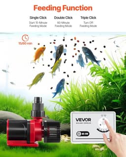 image-VEVOR Aquarium 24V DC Water Pump, 100W, 2642 GPH Marine Wavemaker Return Pump with Controller, Adjustable Flow, Feed Mode, 19.7 ft Max Lift, for Saltwater Freshwater Fish Tank Sump Pond Circulation