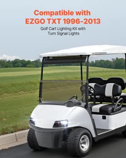 image-VEVOR Golf Cart Light Kit, 12 Volt, Street Legal LED Headlight and Tail Light Kit with Wiring Harness, Turn Signals, Hazard Light, Switch Horn, Brake Pad, Zip Ties, ABS Housing, for EZGO TXT 1996-2013