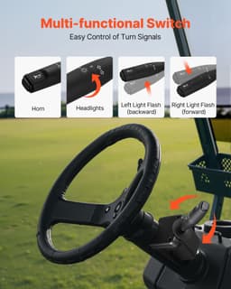 image-VEVOR Golf Cart Light Kit, 12 Volt, Street Legal LED Headlight and Tail Light Kit with Wiring Harness, Turn Signals, Hazard Light, Switch Horn, Brake Pad, Zip Ties, ABS Housing, for EZGO TXT 1996-2013