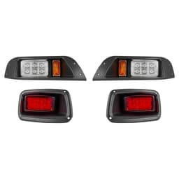 image-VEVOR Golf Cart Light Kit, 12 Volt, Street Legal LED Headlight and Tail Light Kit with Wiring Harness, Turn Signals, Hazard Light, Switch Horn, Brake Pad, Zip Ties, ABS Housing, for EZGO TXT 1996-2013