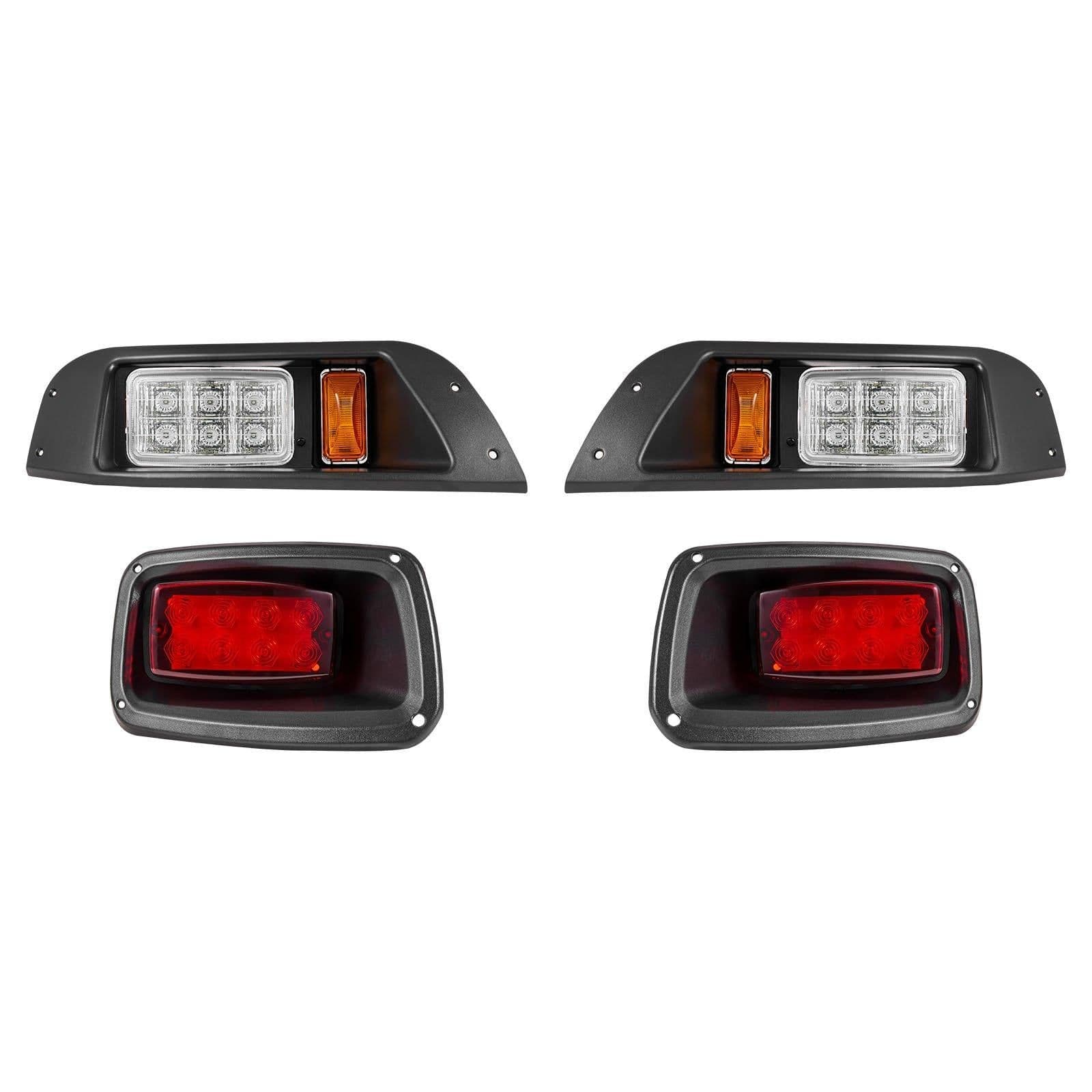image-VEVOR Golf Cart Light Kit, 12 Volt, Street Legal LED Headlight and Tail Light Kit with Wiring Harness, Turn Signals, Hazard Light, Switch Horn, Brake Pad, Zip Ties, ABS Housing, for EZGO TXT 1996-2013