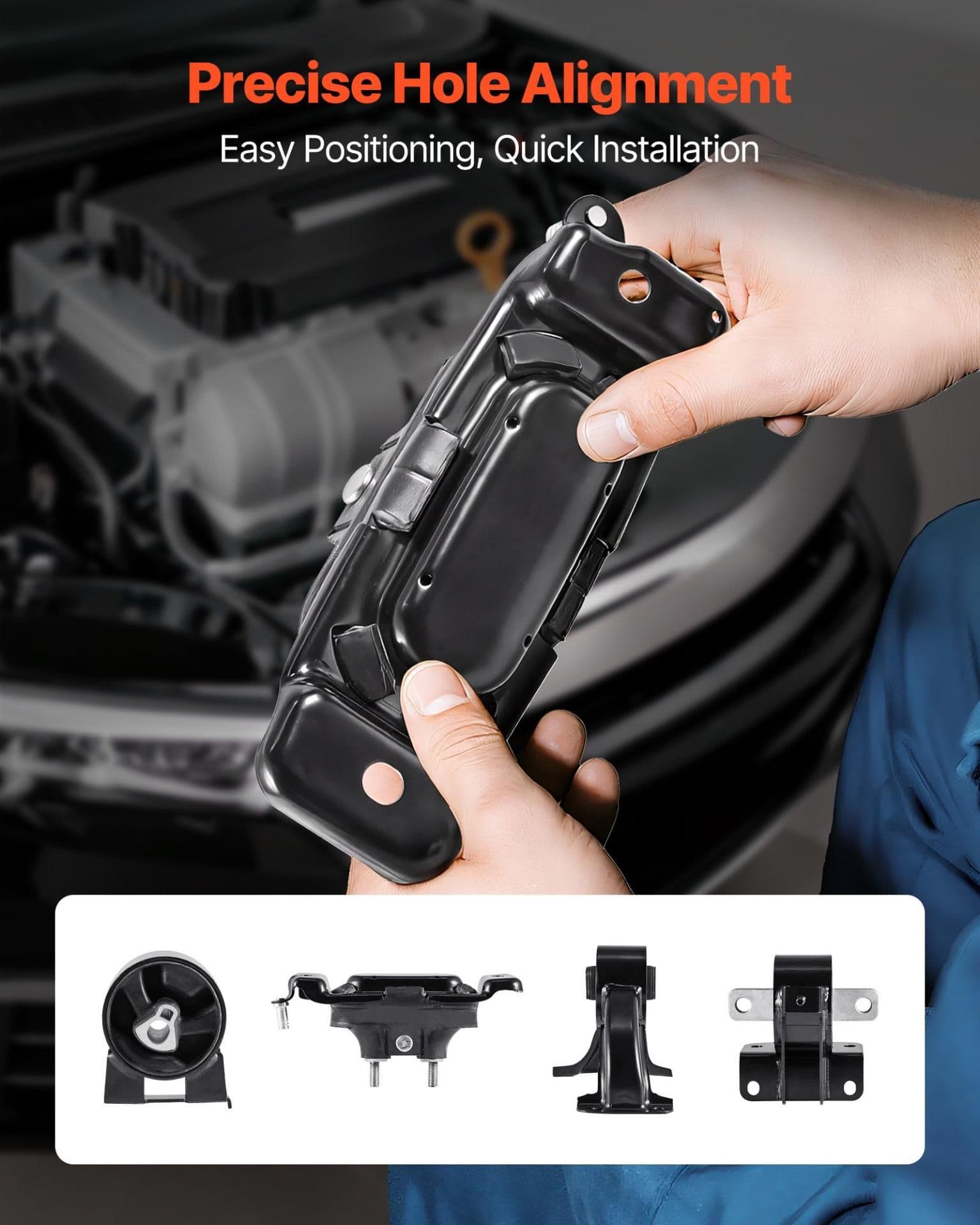 image-VEVOR Engine Motor Mount and Transmission Mount Kit Replacement, Set of 4, Compatible with 2008–2010 Chrysler Town & Country 3.3L, Replace OE# A5654, A5480, A5465, A5493, Secure Support