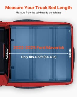 image-VEVOR Hard Tri-Fold Truck Bed Tonneau Cover, Compatible with 2022-2025 Ford Maverick 4.5 ft (54.4 in) Bed, Heavy-Duty Waterproof Low-Profile Hard Folding Truck Cover with Aluminum Alloy Support Bar