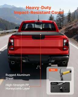 image-VEVOR Hard Tri-Fold Truck Bed Tonneau Cover, Compatible with 2022-2025 Ford Maverick 4.5 ft (54.4 in) Bed, Heavy-Duty Waterproof Low-Profile Hard Folding Truck Cover with Aluminum Alloy Support Bar