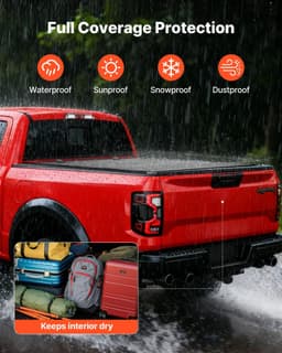 image-VEVOR Hard Tri-Fold Truck Bed Tonneau Cover, Compatible with 2022-2025 Ford Maverick 4.5 ft (54.4 in) Bed, Heavy-Duty Waterproof Low-Profile Hard Folding Truck Cover with Aluminum Alloy Support Bar