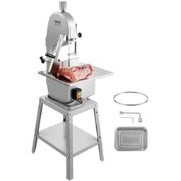image-VEVOR Electric Meat Saw, 1800W Stainless Vertical Cutter, 19.1"x15" Workbench, 7.09" Cutting Thickness, Includes 5 Blades for Slicing Frozen Meat, Pork, Beef, and Ribs
