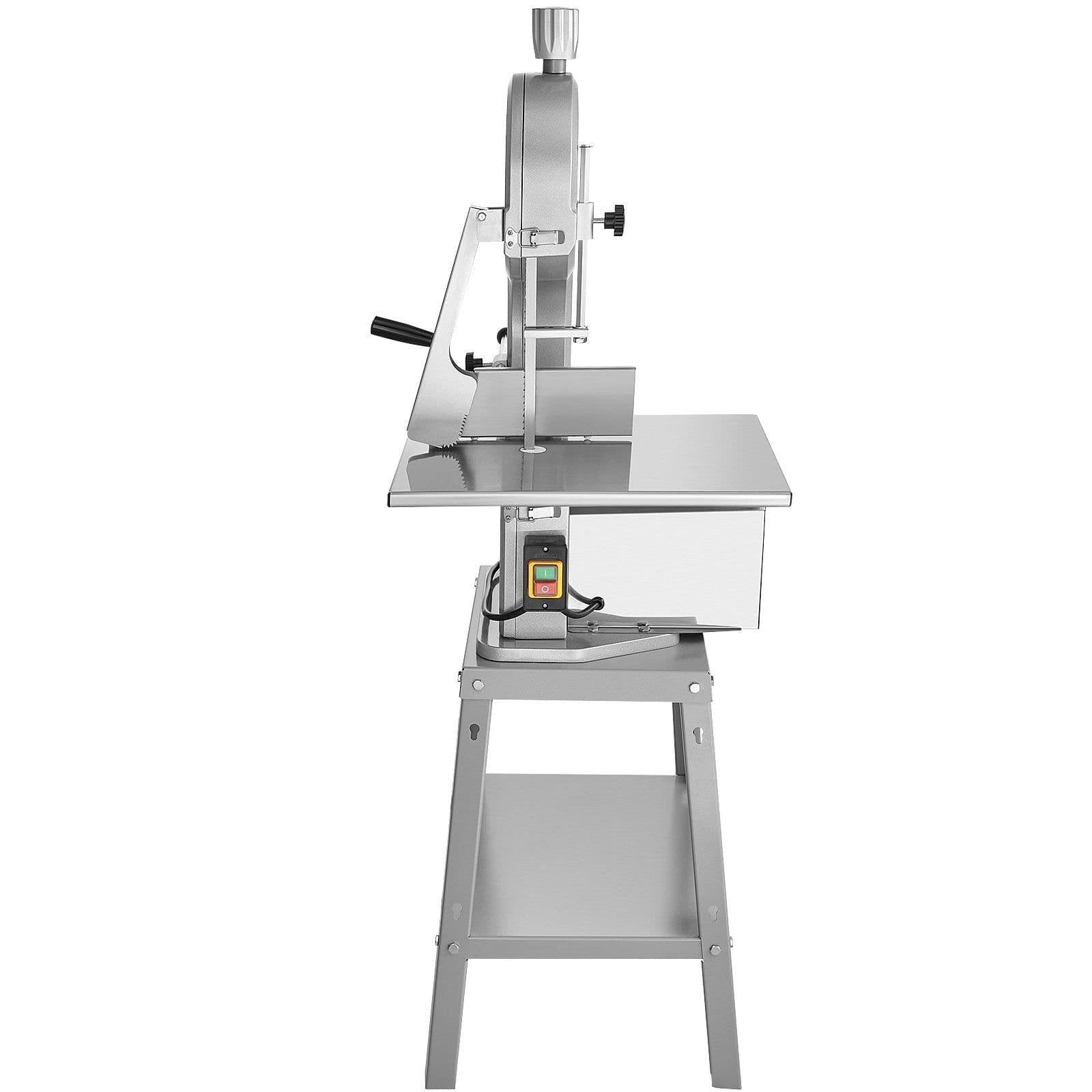 image-VEVOR Electric Meat Saw, 1800W Stainless Vertical Cutter, 19.1"x15" Workbench, 7.09" Cutting Thickness, Includes 5 Blades for Slicing Frozen Meat, Pork, Beef, and Ribs