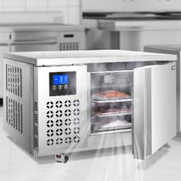 image-VEVOR Commercial Blast Freezer, 80 L / 2.8 Cu.ft Blast Chiller with 3 Trays, Blast Chiller Freezer Chest with 4 Freezing Modes, Stainless Steel Food Blast Freezer with Casters for Restaurant, Seafood