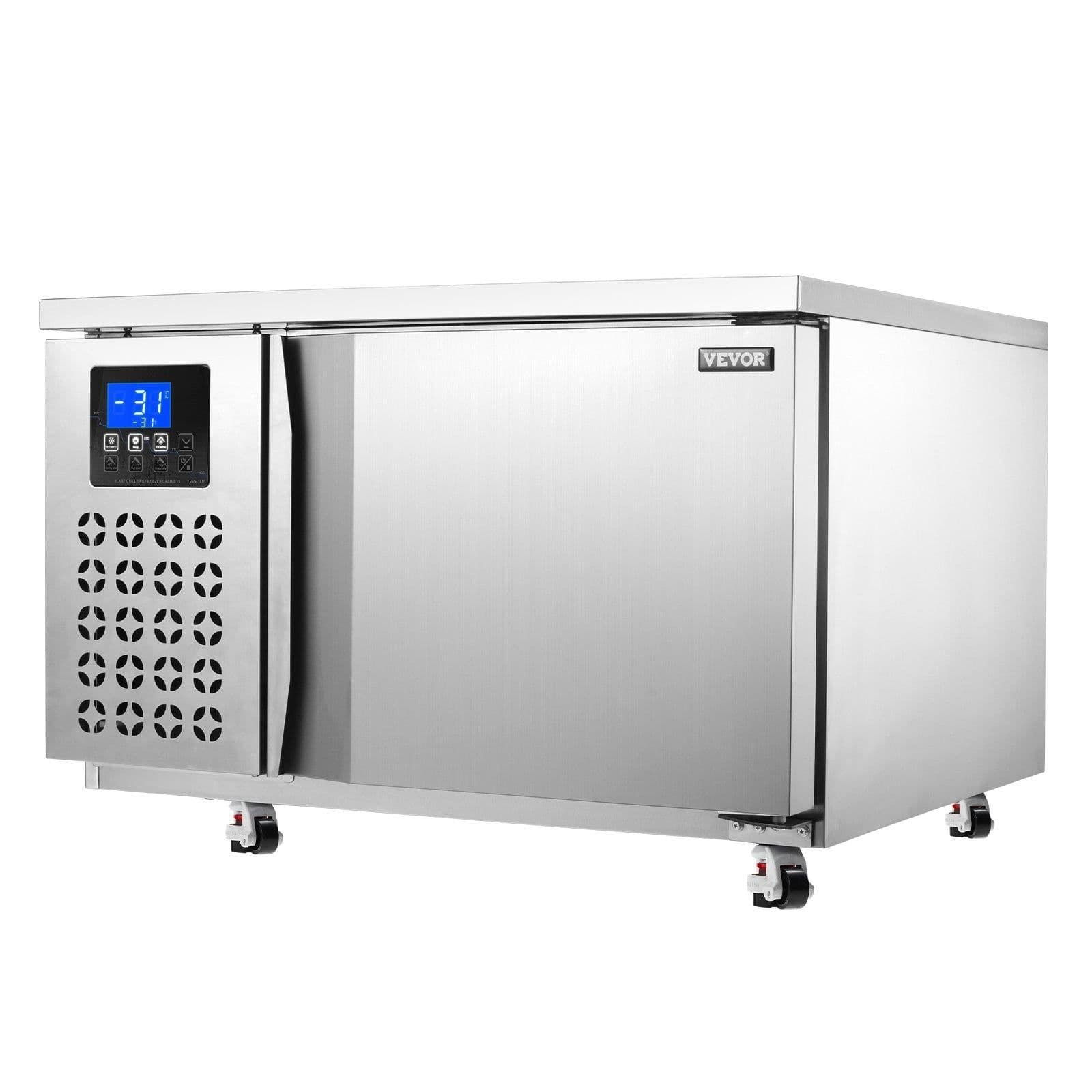 image-VEVOR Commercial Blast Freezer, 80 L / 2.8 Cu.ft Blast Chiller with 3 Trays, Blast Chiller Freezer Chest with 4 Freezing Modes, Stainless Steel Food Blast Freezer with Casters for Restaurant, Seafood