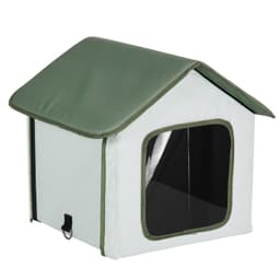 image-VEVOR Elevated Heated Cat House, Outdoor Kitty Shelter with Timer, 600D Oxford Cloth Foldable Cat Shelter with Heated Pad for Winter to Stay Warm and Cozy, Green (Small)