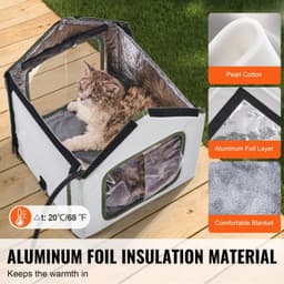 image-VEVOR Elevated Heated Cat House, Outdoor Kitty Shelter with Timer, 600D Oxford Cloth Foldable Cat Shelter with Heated Pad for Winter to Stay Warm and Cozy, Green (Small)