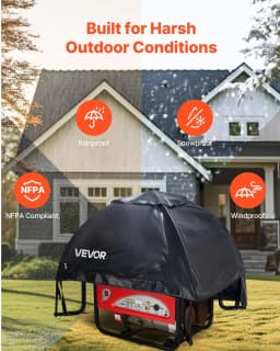image-VEVOR Generator Cover, 36 x 26 x 26 Inch Waterproof Universal Generator Cover for Most Generators 70-108 Inches Perimeter, Portable Generator Running Cover with Heavy Duty Thicken Oxford Fabric, Black