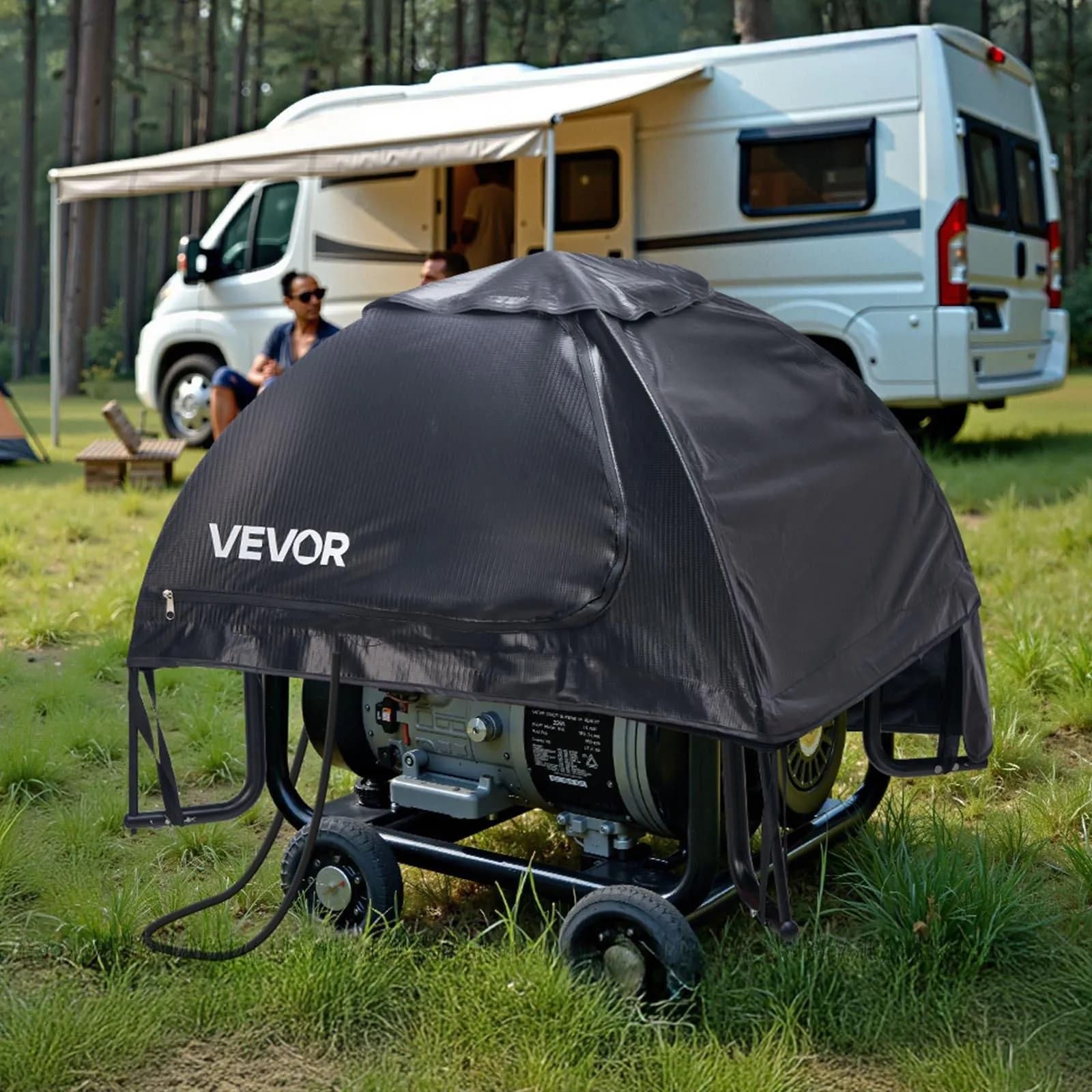 image-VEVOR Generator Cover, 36 x 26 x 26 Inch Waterproof Universal Generator Cover for Most Generators 70-108 Inches Perimeter, Portable Generator Running Cover with Heavy Duty Thicken Oxford Fabric, Black