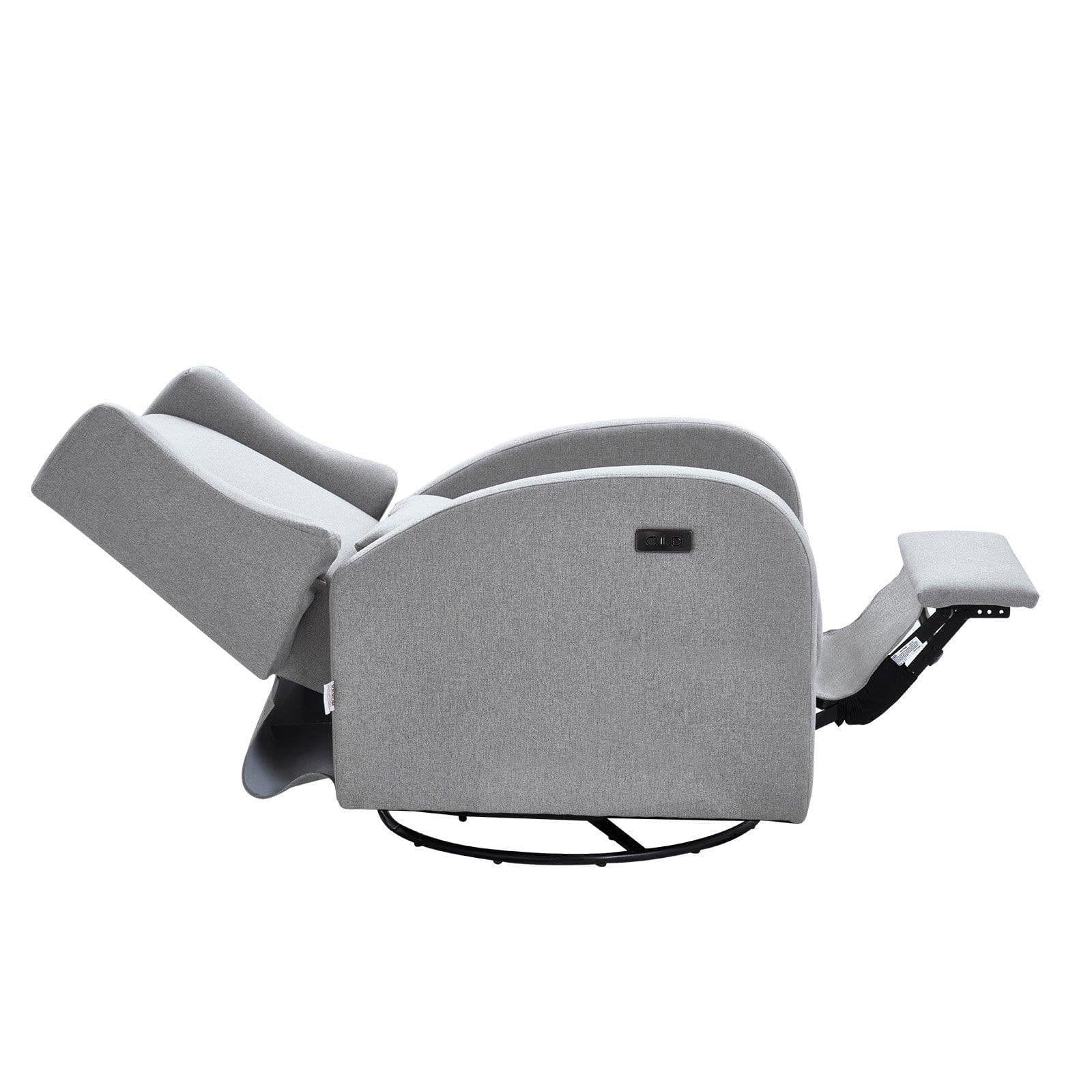 image-VEVOR Electronic Power Recliner and Swivel Glider, 250 lbs Weight Capacity Swivel Glider Recliner Chair with USB Port, Polyester Surface Swivel Rocker Recliner for Living Room, Bedroom, Light Gray