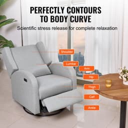 image-VEVOR Electronic Power Recliner and Swivel Glider, 250 lbs Weight Capacity Swivel Glider Recliner Chair with USB Port, Polyester Surface Swivel Rocker Recliner for Living Room, Bedroom, Light Gray