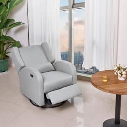 image-VEVOR Electronic Power Recliner and Swivel Glider, 250 lbs Weight Capacity Swivel Glider Recliner Chair with USB Port, Polyester Surface Swivel Rocker Recliner for Living Room, Bedroom, Light Gray