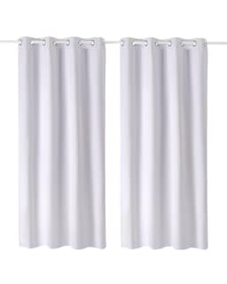 image-VEVOR Blackout Curtains, 84 Inch Length 2 Panels Set, 52 Inch Wide Each, Thermal Insulated 100% Blackout Light Blocking Drapes, 3-Layer, with Grommets, Curtains for Bedroom Living Room Window, White