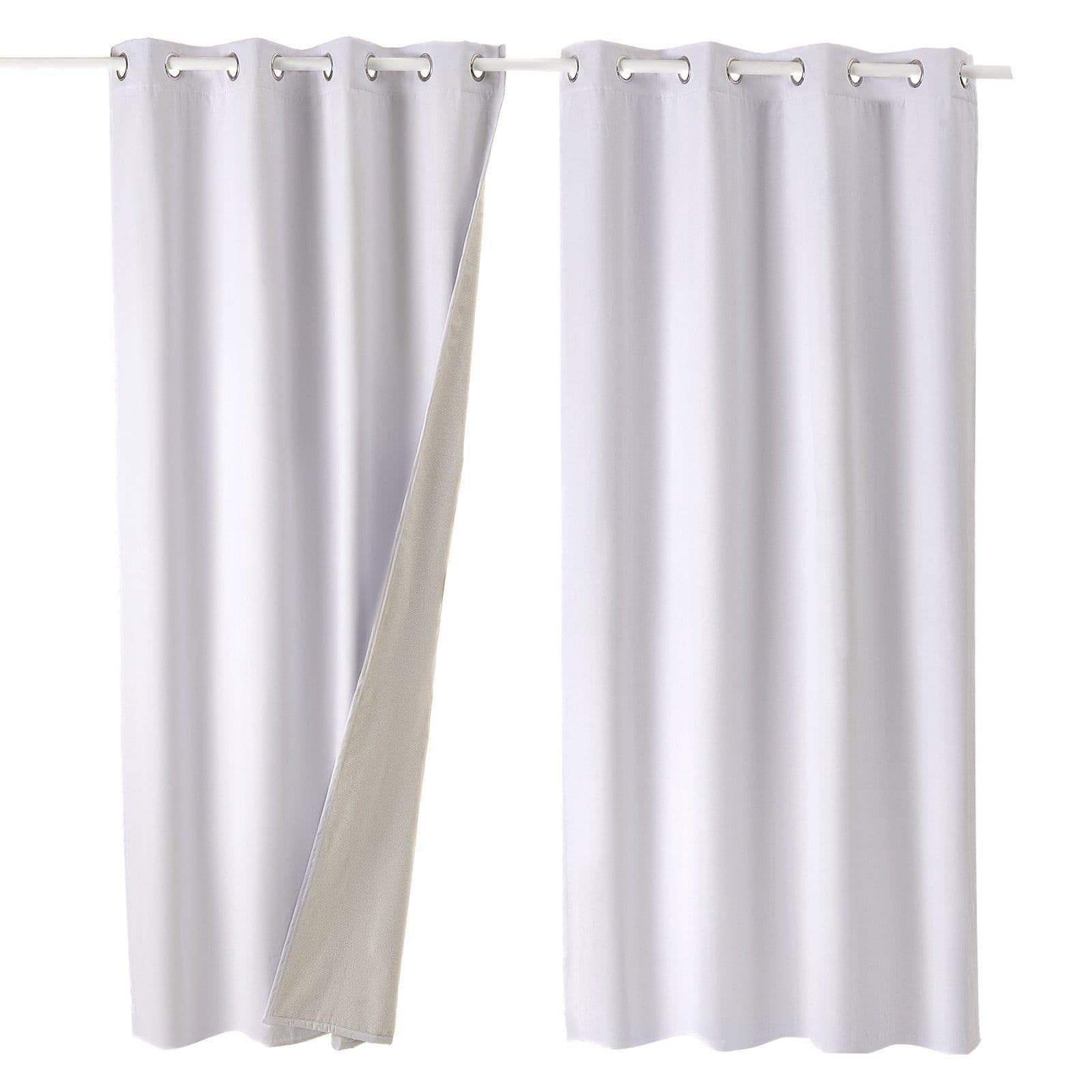 image-VEVOR Blackout Curtains, 84 Inch Length 2 Panels Set, 52 Inch Wide Each, Thermal Insulated 100% Blackout Light Blocking Drapes, 3-Layer, with Grommets, Curtains for Bedroom Living Room Window, White