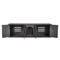 image-VEVOR Cat Litter Box Enclosure for 2 Cats, Litter Box Furniture Hidden with Double Rooms, Wooden Cat Box Cabinet Fit Most of Litter Box, 57.9"L x 18.3"W x 17.9"H, Black