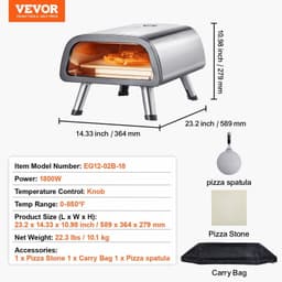 image-VEVOR Electric Pizza Oven Countertop Pizza Maker for 12" Pizza Indoor & Outdoor