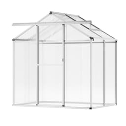 image-VEVOR Polycarbonate Greenhouse, 6 x 4 Ft, Outdoor Greenhouse with Adjustable Vent Windows, Pavilion Styled Greenhouse with Sliding Door, Aluminum Large Walk-in Greenhouse Kit for Garden Backyard
