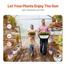 image-VEVOR Polycarbonate Greenhouse, 6 x 4 Ft, Outdoor Greenhouse with Adjustable Vent Windows, Pavilion Styled Greenhouse with Sliding Door, Aluminum Large Walk-in Greenhouse Kit for Garden Backyard