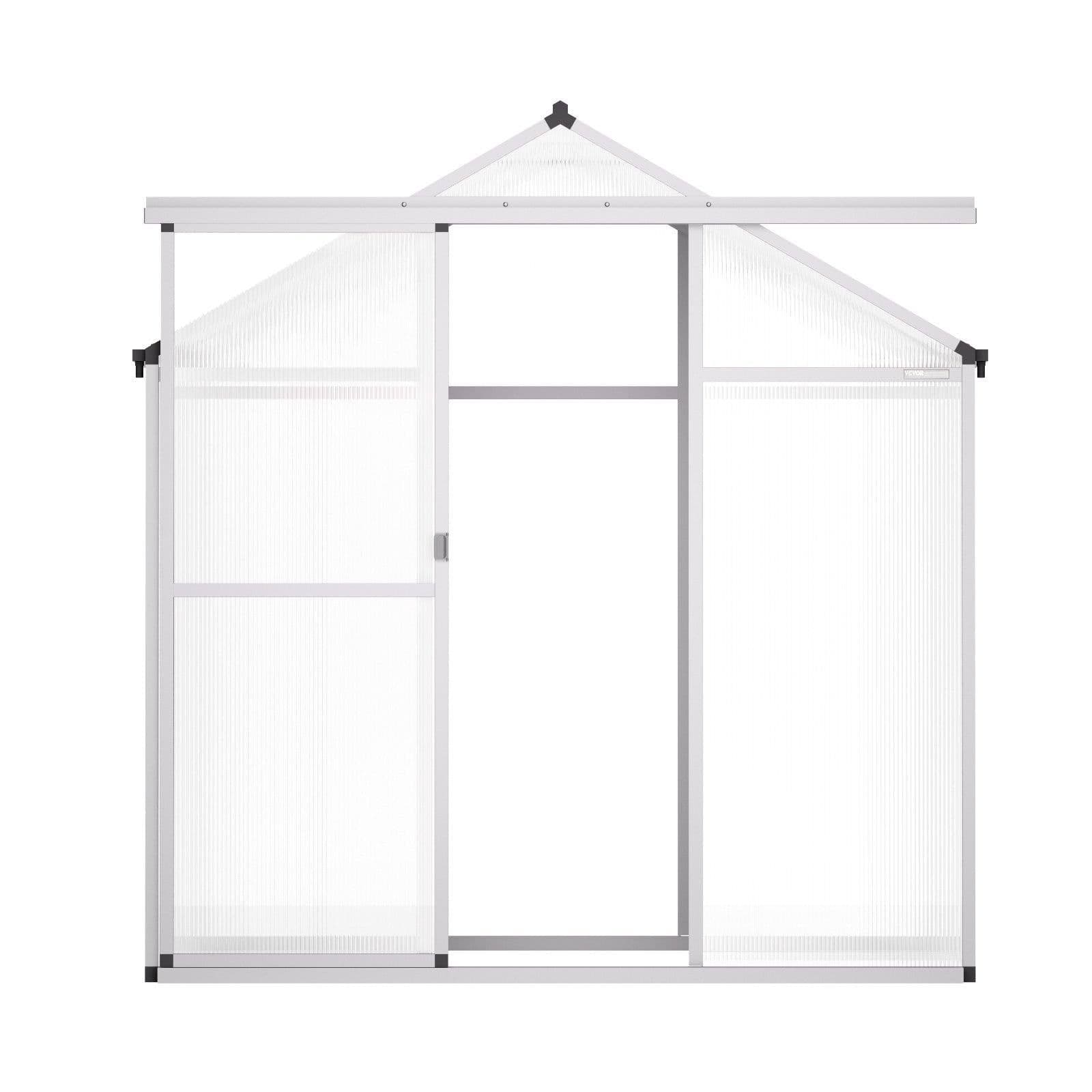 image-VEVOR Polycarbonate Greenhouse, 6 x 4 Ft, Outdoor Greenhouse with Adjustable Vent Windows, Pavilion Styled Greenhouse with Sliding Door, Aluminum Large Walk-in Greenhouse Kit for Garden Backyard