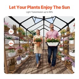 image-VEVOR Polycarbonate Greenhouse, 8 x 10 Ft, Outdoor Greenhouse with 2 Vent Windows, Pavilion Styled Greenhouse with Hinged Door, Aluminum Large Walk-in Greenhouse Kit for Outside Garden Backyard