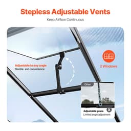 image-VEVOR Polycarbonate Greenhouse, 8 x 10 Ft, Outdoor Greenhouse with 2 Vent Windows, Pavilion Styled Greenhouse with Hinged Door, Aluminum Large Walk-in Greenhouse Kit for Outside Garden Backyard