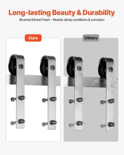 image-VEVOR 8FT Sliding Barn Door Hardware Kit, 330 LBS Weight Capacity, Compatible with 42 to 48 Inches Width & 1-3/8 to 1-3/4 Inches Thickness Single Sliding Barn Door, Durable Track & J-shape Roller