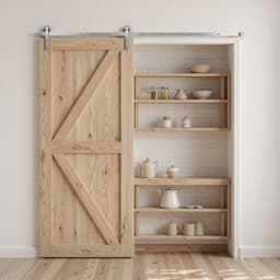 image-VEVOR 8FT Sliding Barn Door Hardware Kit, 330 LBS Weight Capacity, Compatible with 42 to 48 Inches Width & 1-3/8 to 1-3/4 Inches Thickness Single Sliding Barn Door, Durable Track & J-shape Roller