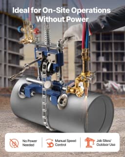 image-VEVOR CG2-11Y Manual Pipe Cutting Machine, 0.2"-2" Thick Pipe Beveling Machine with 82-in Chain, 0°-45° Adjusted Angle Gas Cutting Machine with 3 Tips, Portable Torch Beveling Gas Cutter