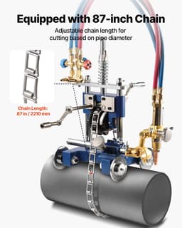 image-VEVOR CG2-11Y Manual Pipe Cutting Machine, 0.2"-2" Thick Pipe Beveling Machine with 82-in Chain, 0°-45° Adjusted Angle Gas Cutting Machine with 3 Tips, Portable Torch Beveling Gas Cutter