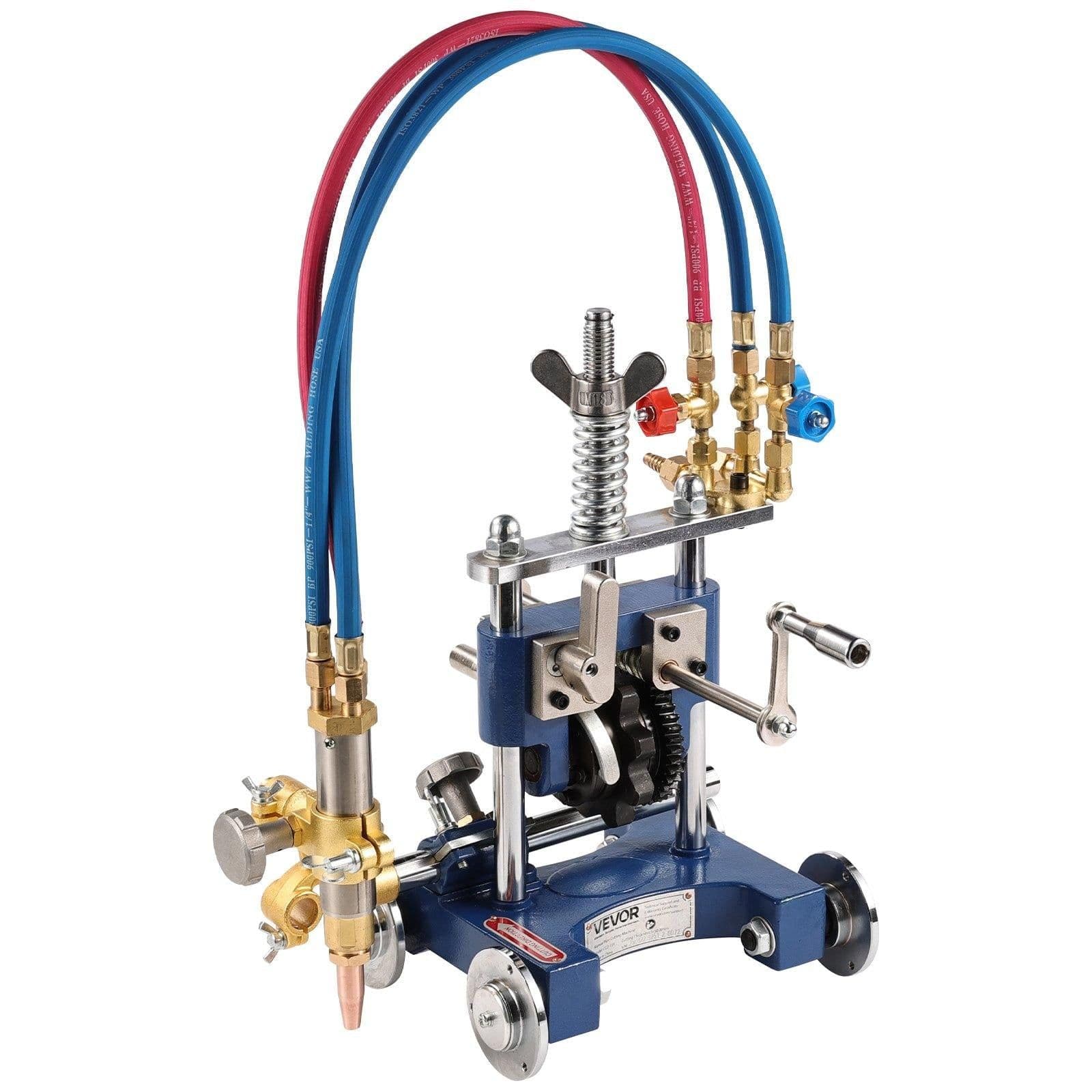 image-VEVOR CG2-11Y Manual Pipe Cutting Machine, 0.2"-2" Thick Pipe Beveling Machine with 82-in Chain, 0°-45° Adjusted Angle Gas Cutting Machine with 3 Tips, Portable Torch Beveling Gas Cutter